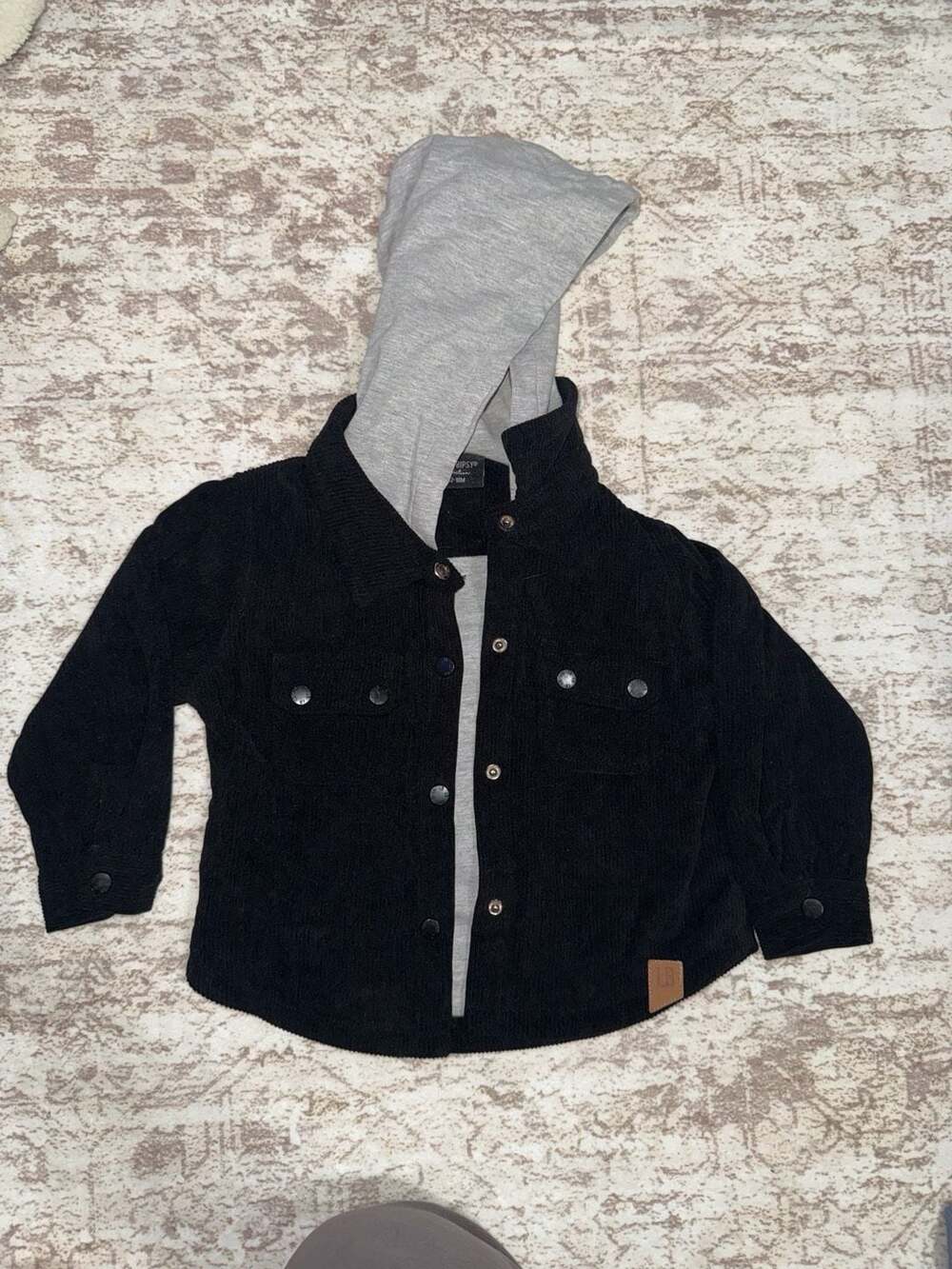 Little Bipsy Black Corduroy Hooded Shacket